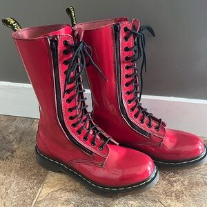 Dr. Marten red patent leather boots